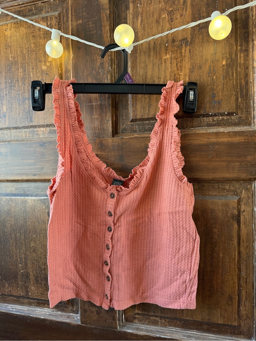 wild fable Coral Ruffle-Trim Button Front Tank